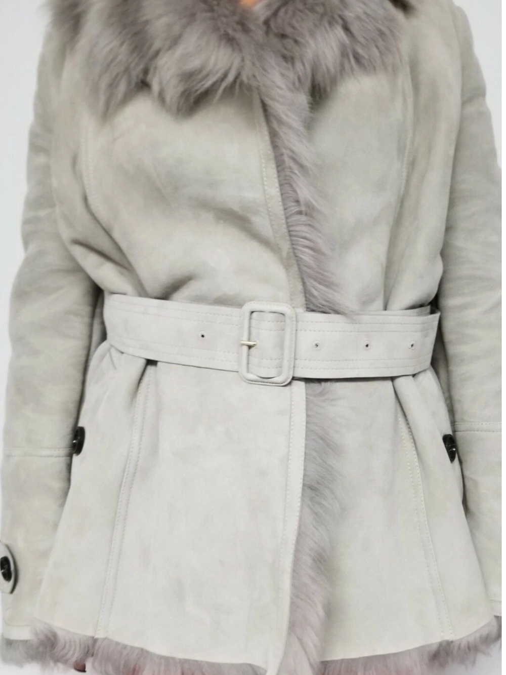 NWT BURBERRY LONDON Sheepskin Leather Shearling Belted Jacket Coat Women UK14 - Picture 11 of 14